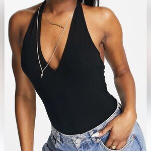 ASOS DESIGN halter neck bodysuit in black Nwt‎ in packaging unopened size 8